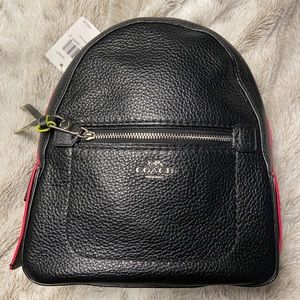 Coach Andi Neon Backpack w/ Black Pebbled Leather